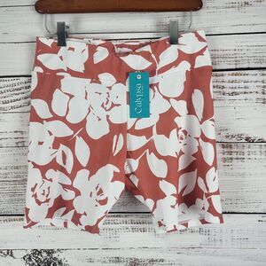 Calypsa By Modli Mid Thigh Swim Shorts M Womens Pull On Brown White NWT